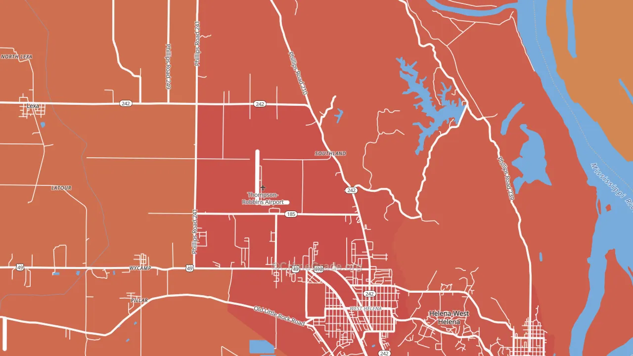 Southland, AR Map of Murder Rates
