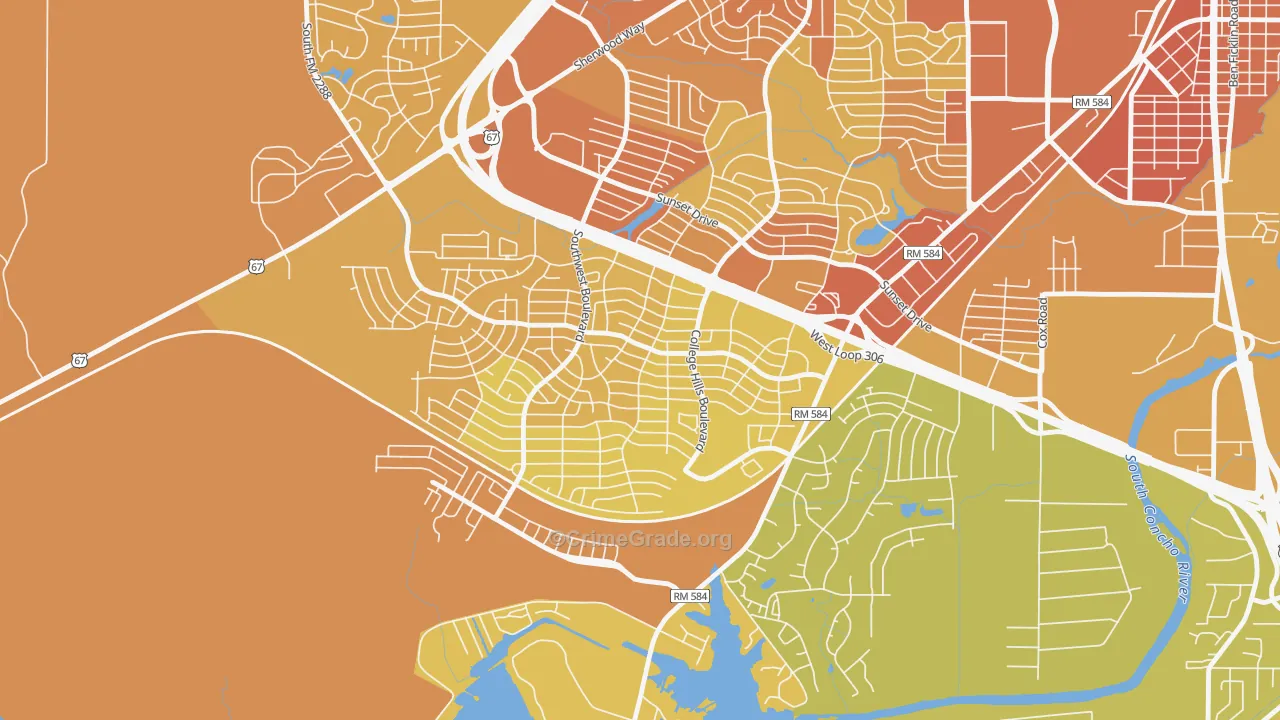 Southland, San Angelo, TX Map of Murder Rates
