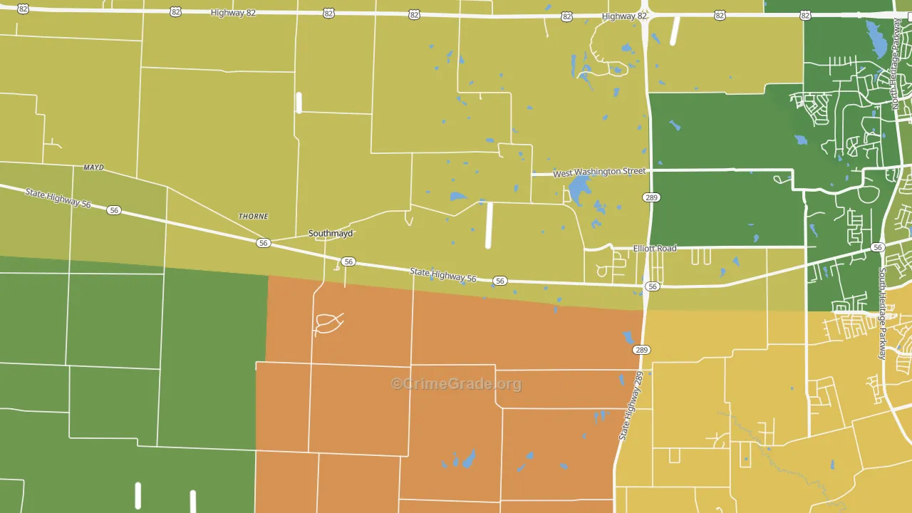 Southmayd, TX Map of Murder Rates