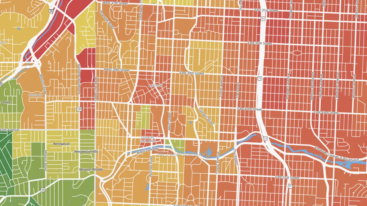 Southmoreland, Kansas City, MO Map of Murder Rates