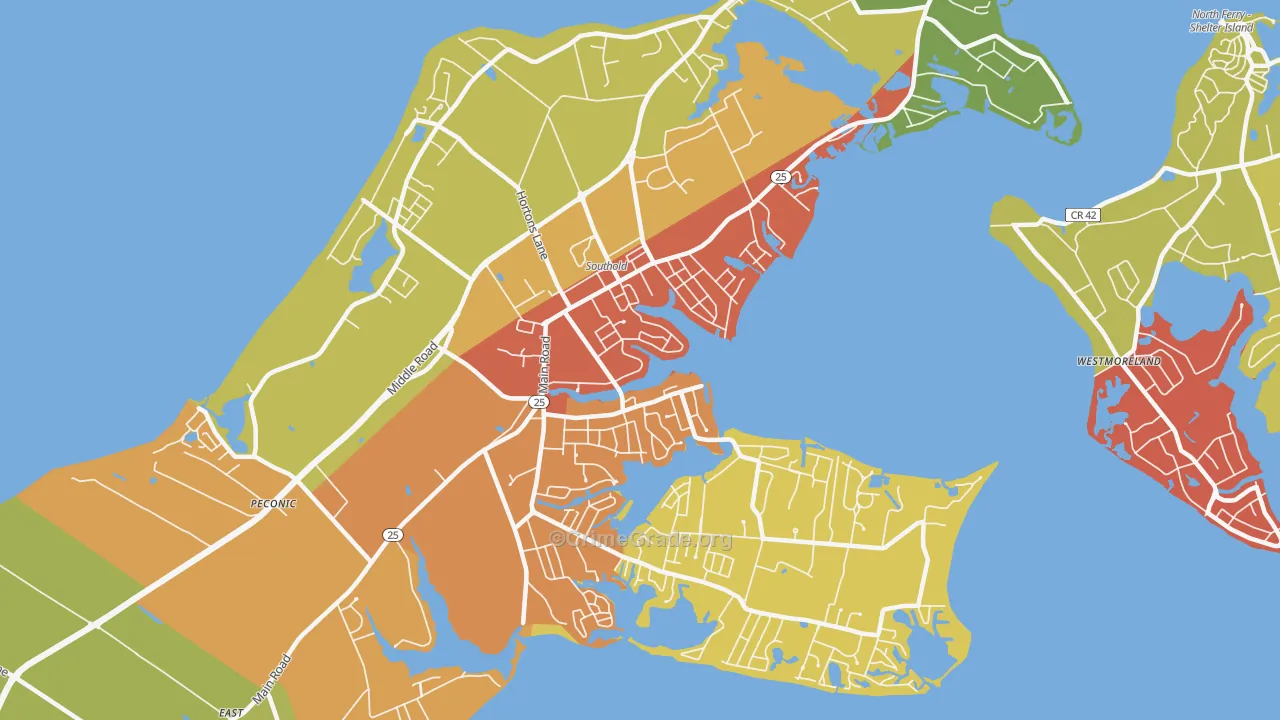 Southold, NY Map of Murder Rates