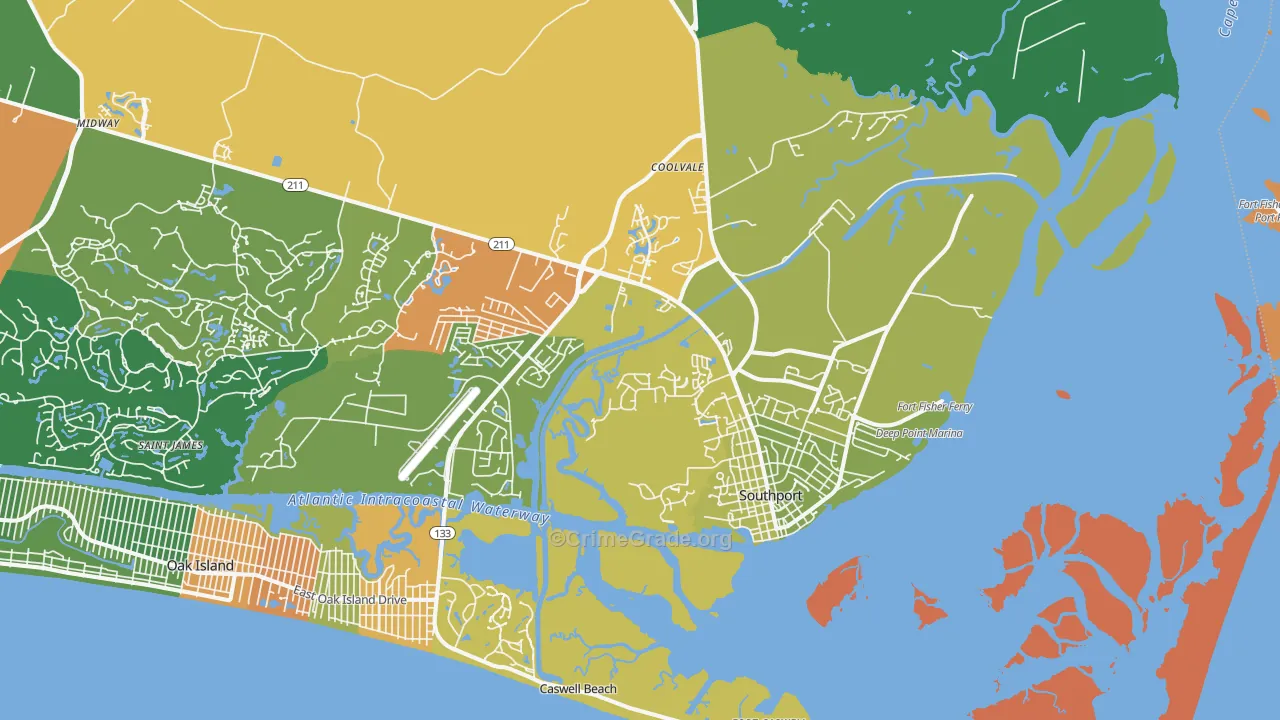 Southport, NC Map of Murder Rates