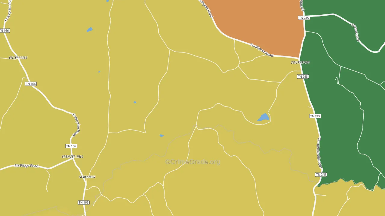 Southport, TN Map of Murder Rates