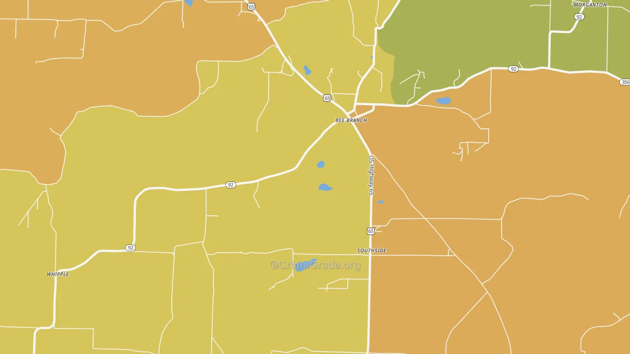 Southside, AR Map of Murder Rates