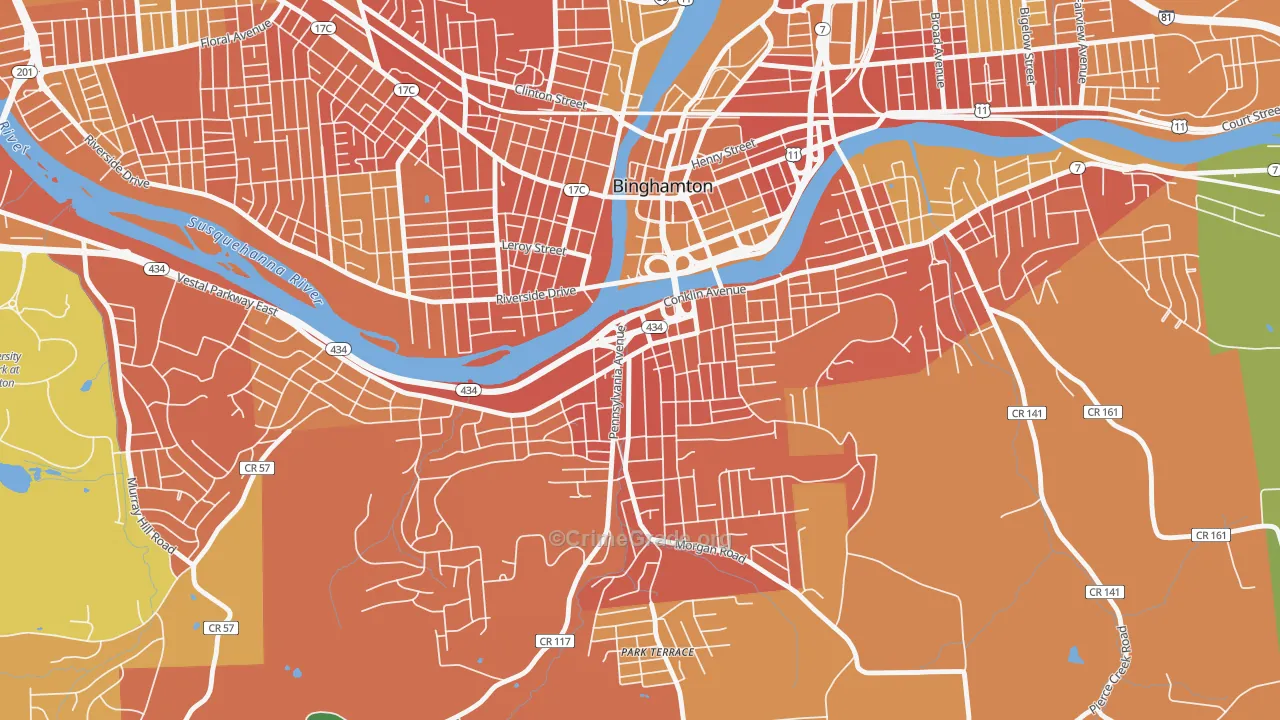 Southside, Binghamton, NY Map of Murder Rates