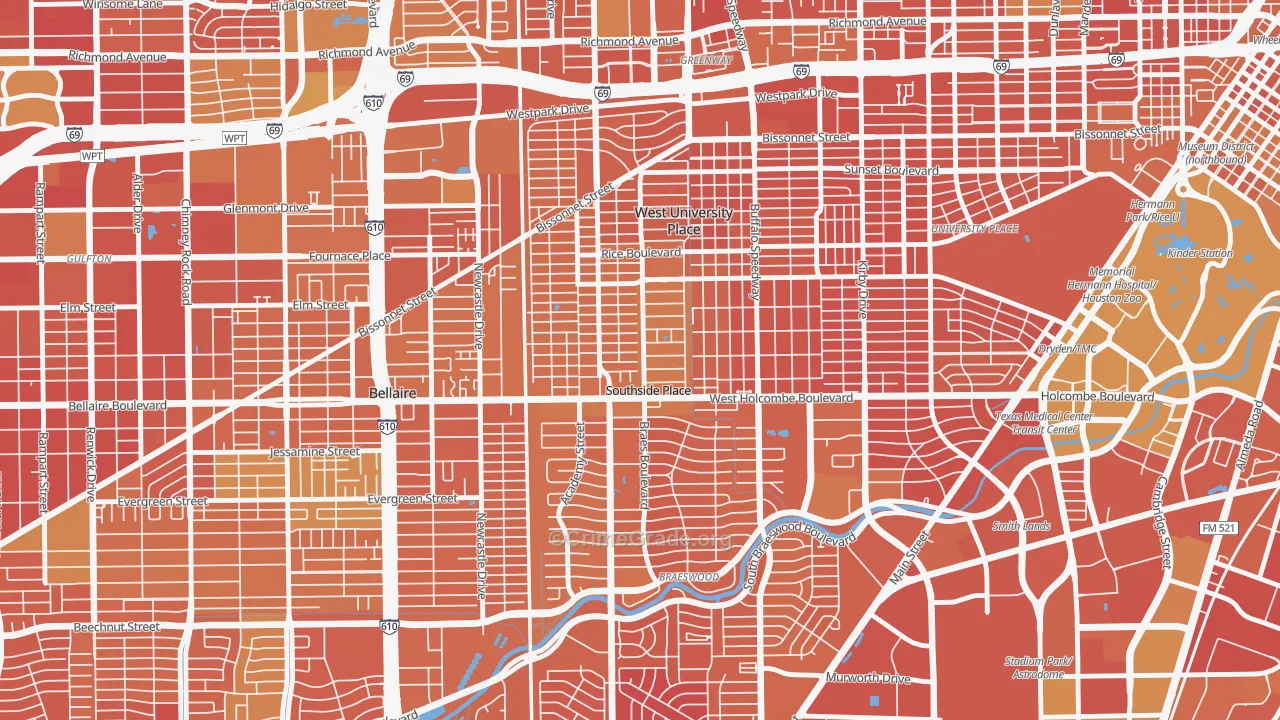 Southside Place, TX Map of Murder Rates