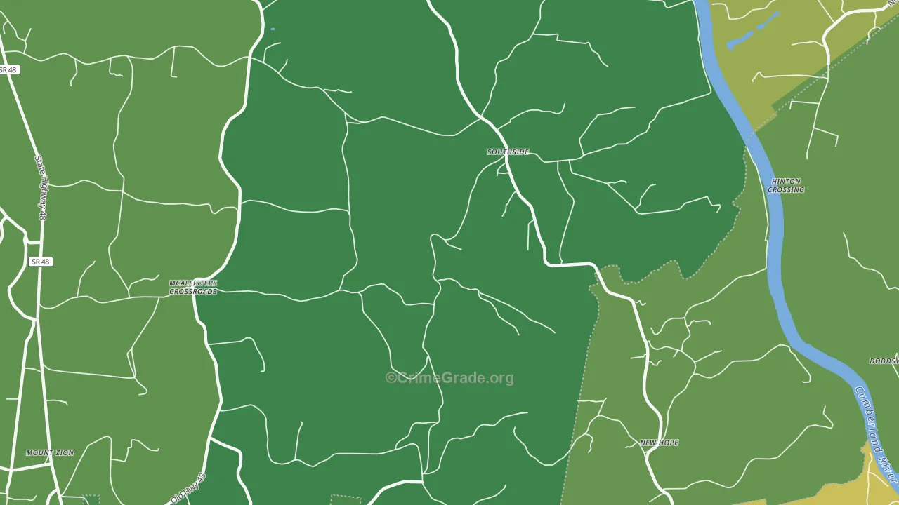 Southside, TN Map of Murder Rates