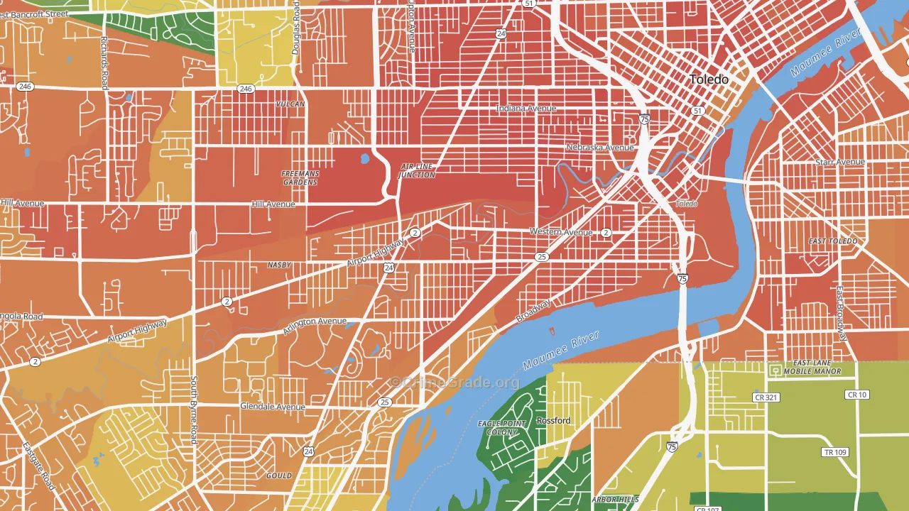 Southside, Toledo, OH Map of Murder Rates