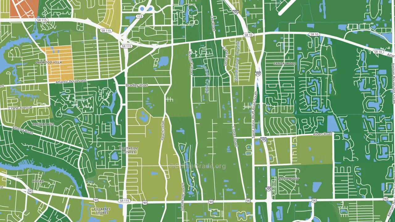 Southsuide Estates, Jacksonville, FL Map of Murder Rates