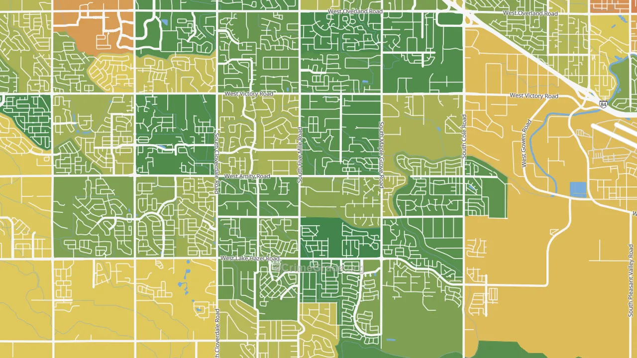 Southwest Ada, Boise, ID Map of Murder Rates