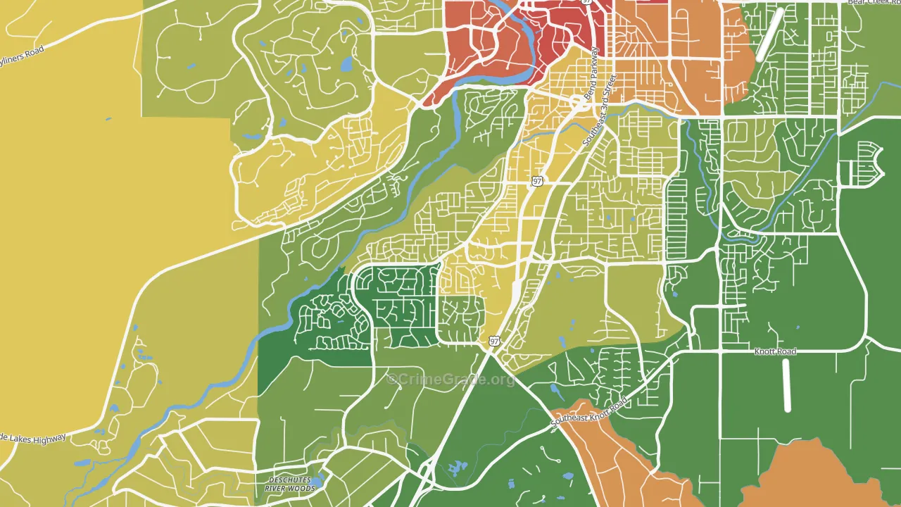Southwest Bend, Bend, OR Map of Murder Rates
