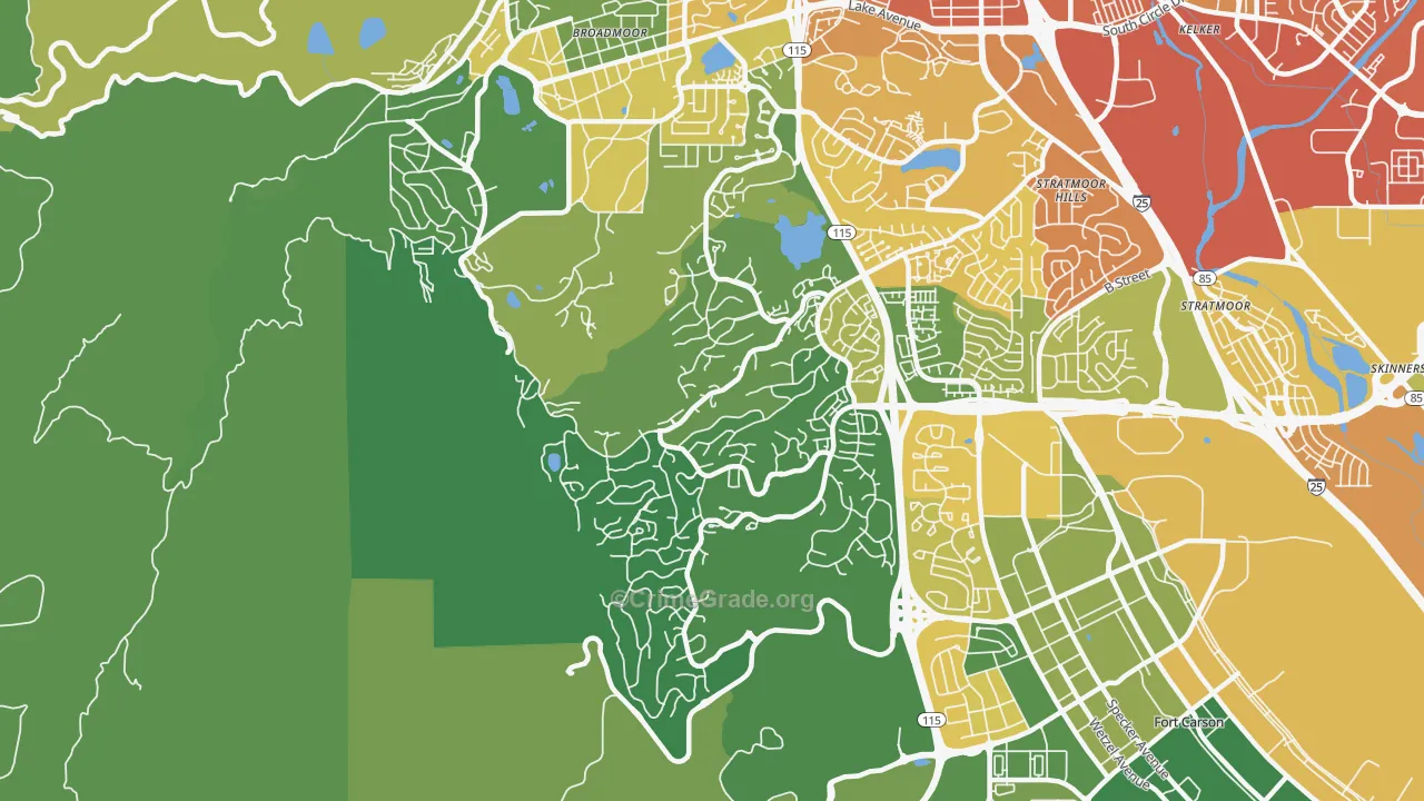 Southwest Colorado Springs, Colorado Springs, CO Map of Murder Rates