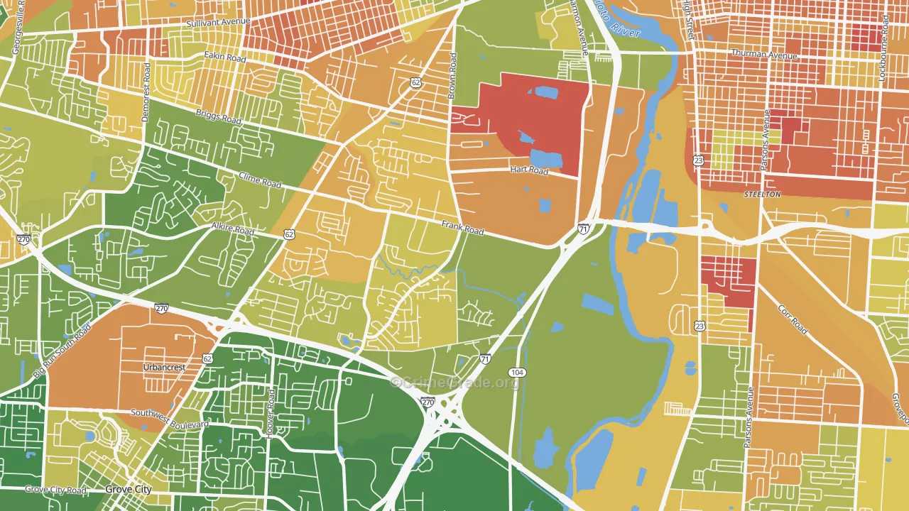 Southwest, Columbus, OH Map of Murder Rates