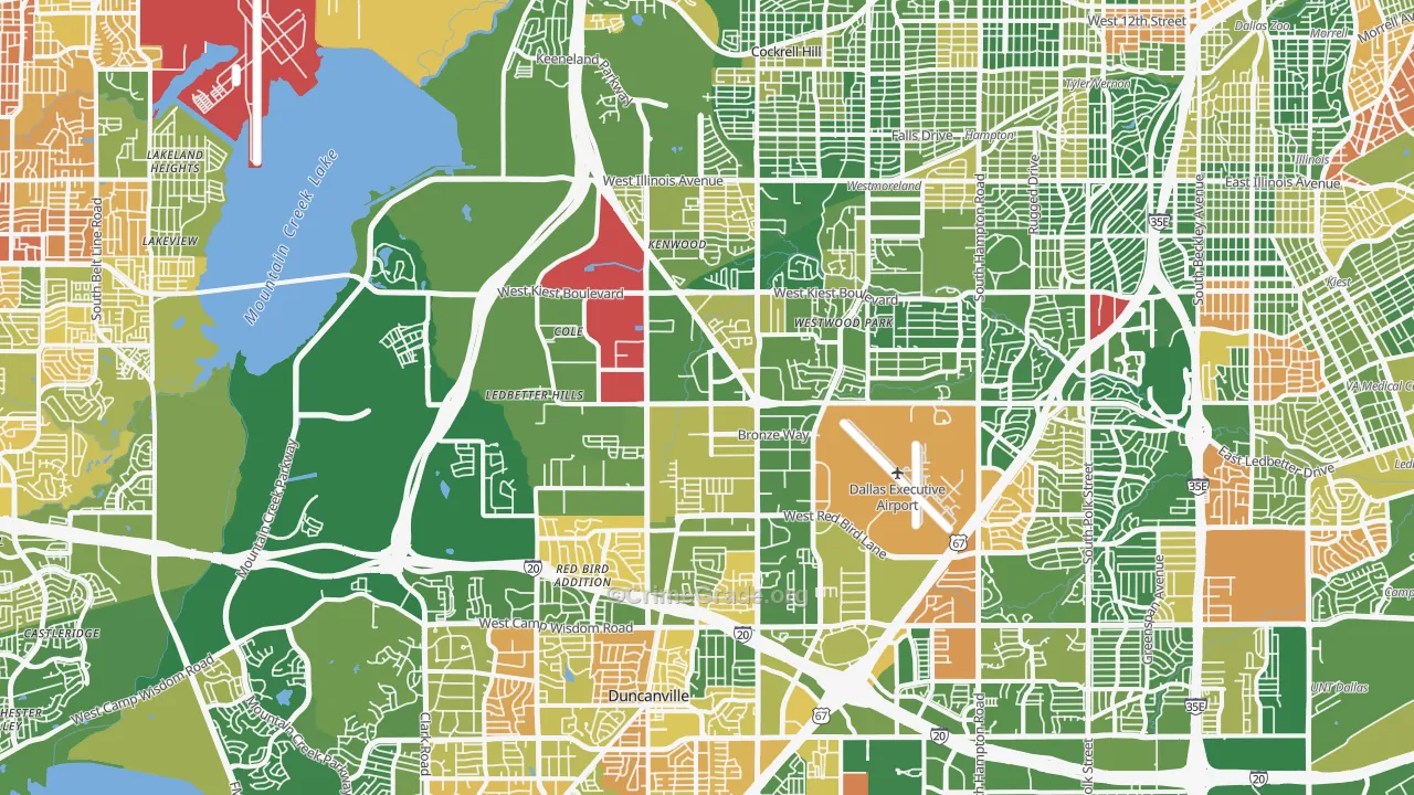Southwest Dallas, Dallas, TX Map of Murder Rates