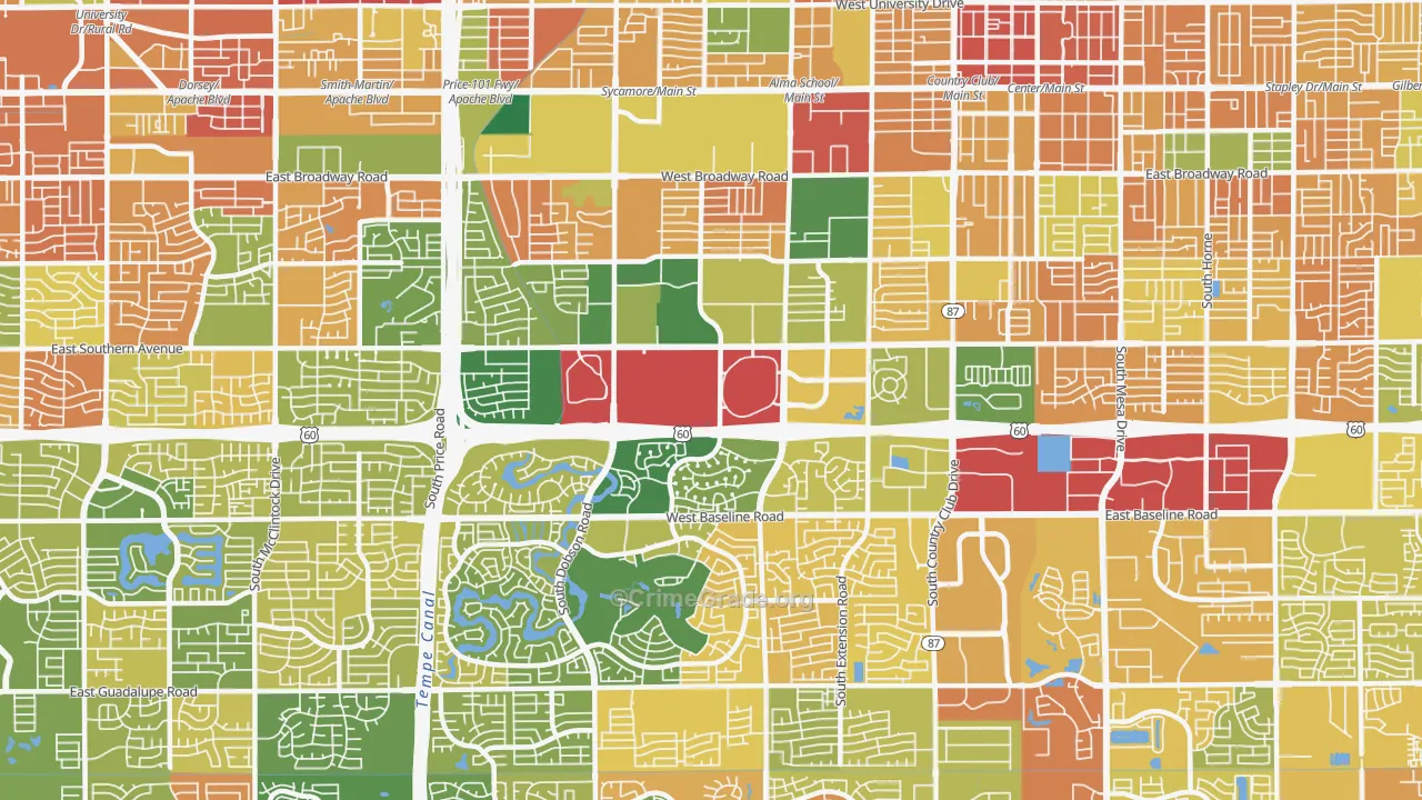 Southwest Mesa, Mesa, AZ Map of Murder Rates