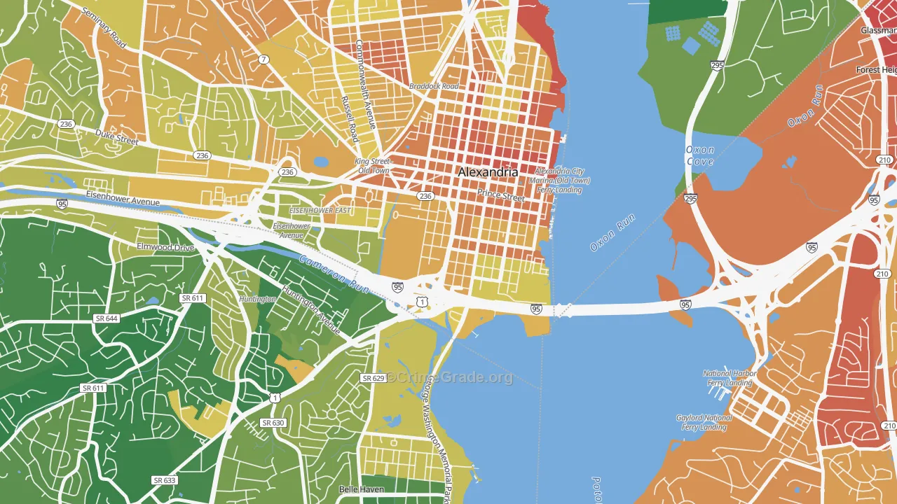 Southwest Quadrant, Alexandria, VA Map of Murder Rates