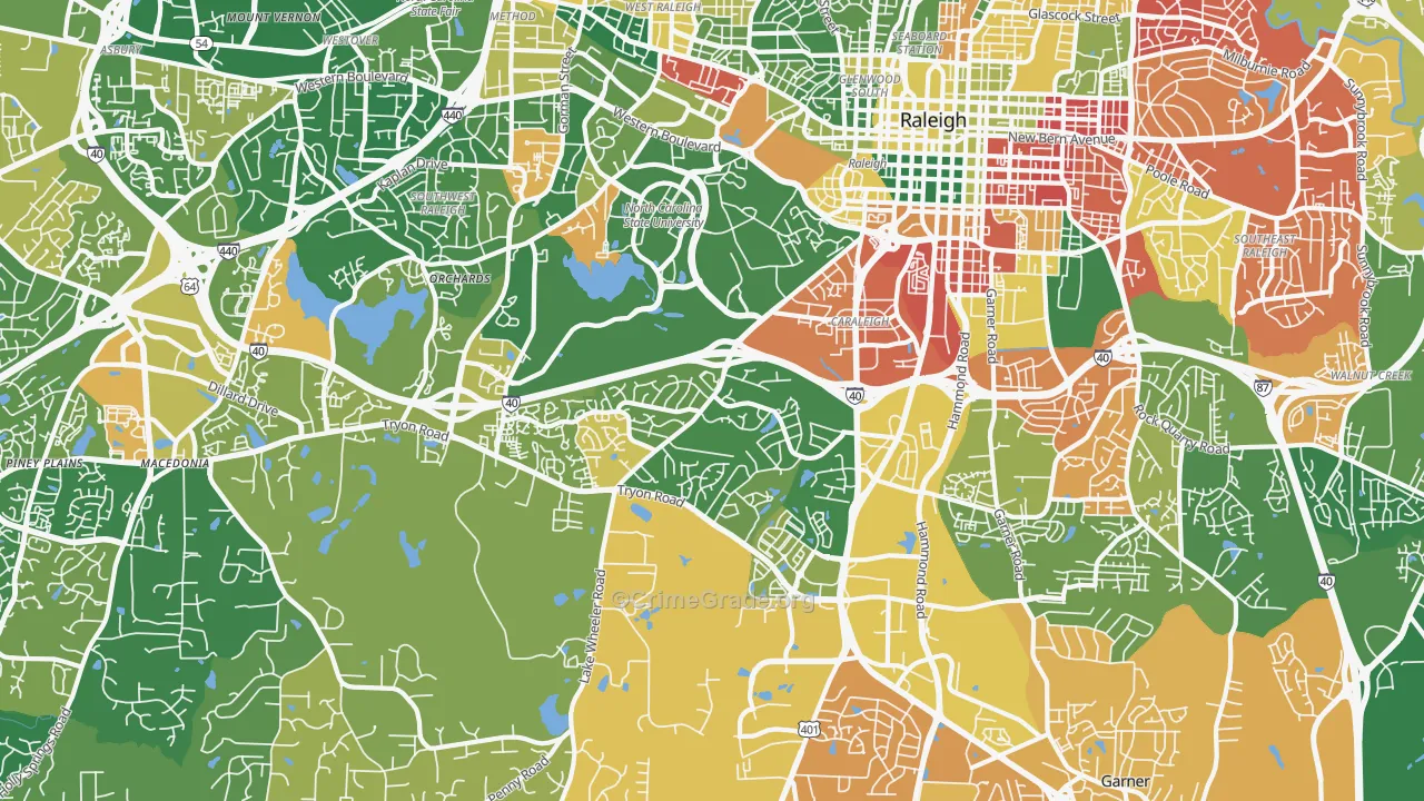 Southwest Raleigh, Raleigh, NC Map of Murder Rates