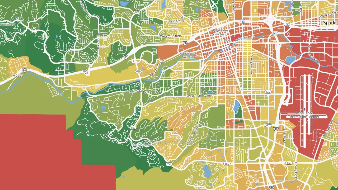 Southwest, Reno, NV Map of Murder Rates
