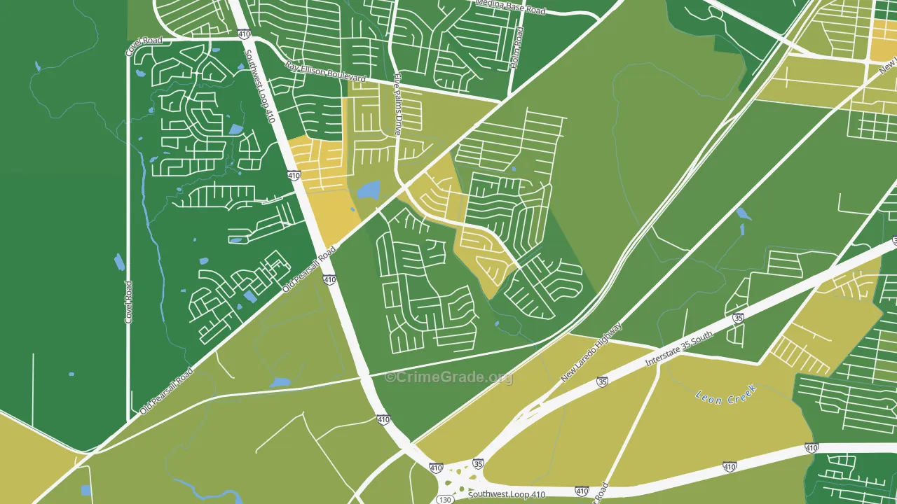 Southwest, San Antonio, TX Map of Murder Rates