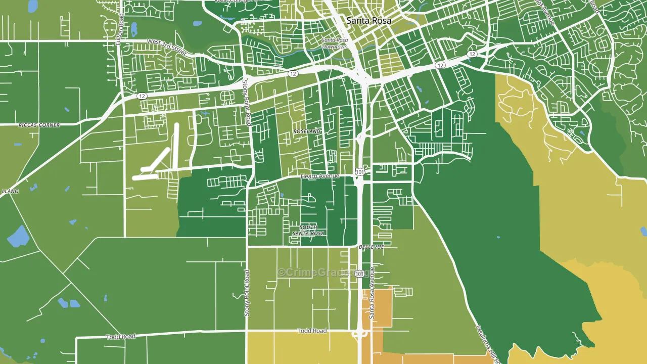 SouthWest Santa Rosa, Santa Rosa, CA Map of Murder Rates