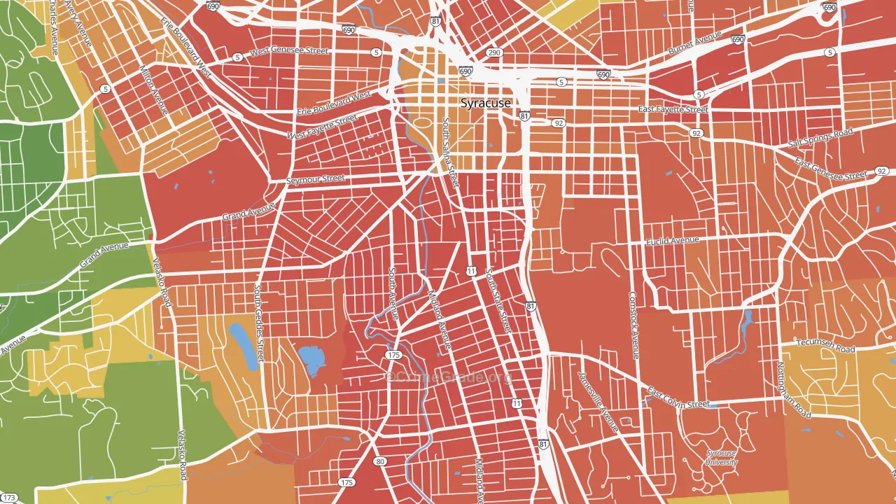 Southwest, Syracuse, NY Map of Murder Rates