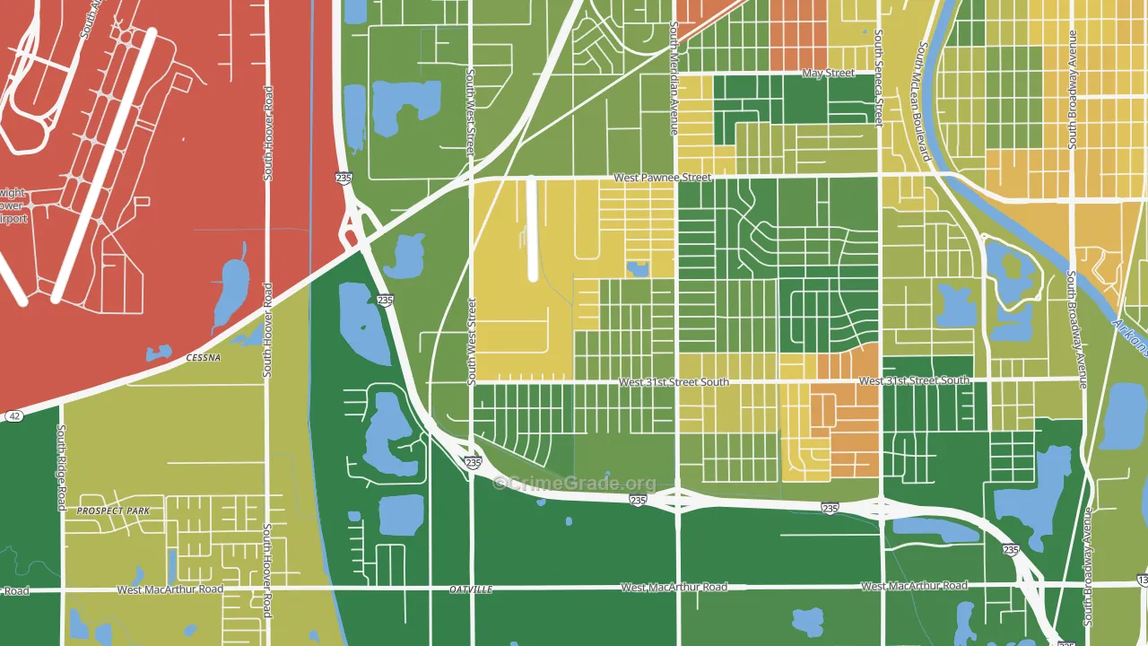 Southwest Village, Wichita, KS Map of Murder Rates