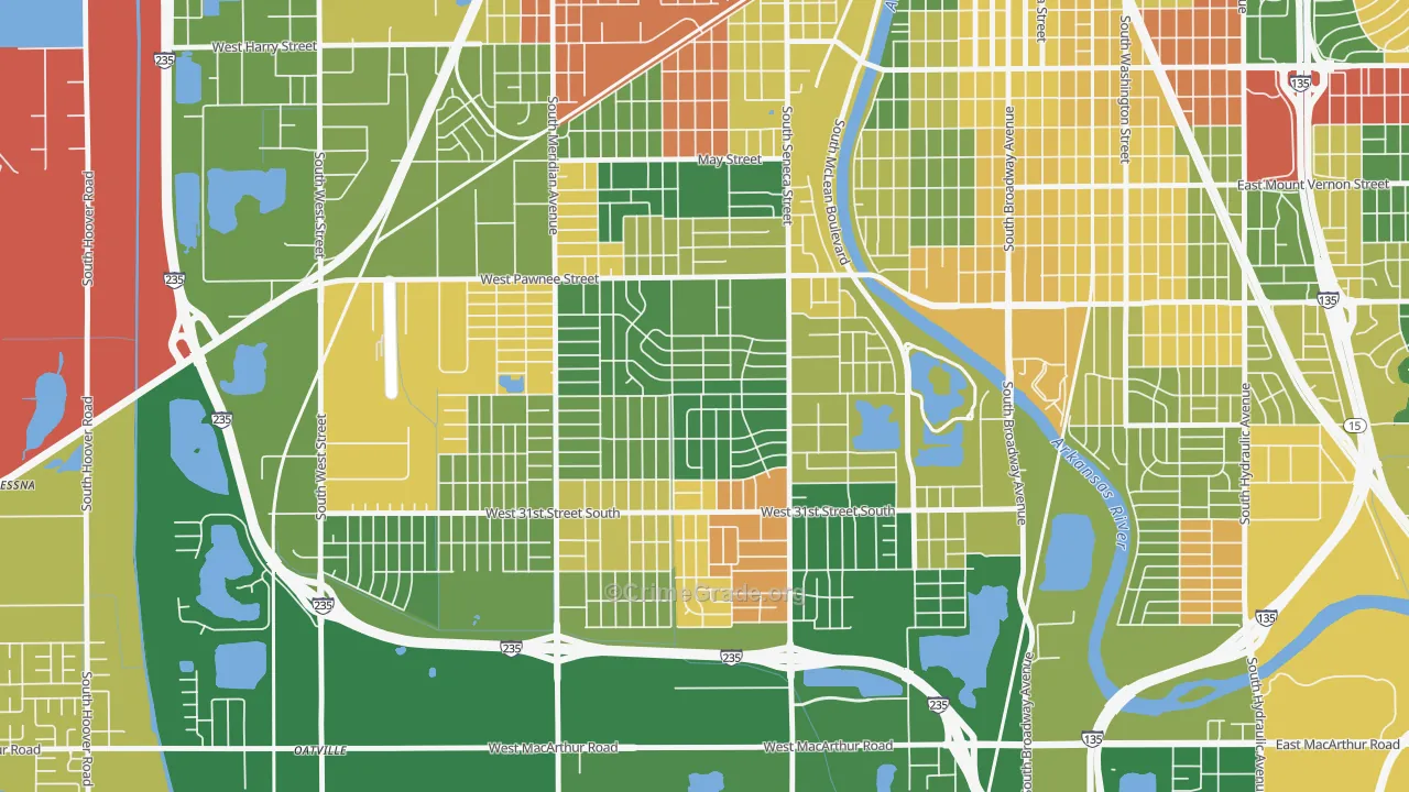 Southwest, Wichita, KS Map of Murder Rates