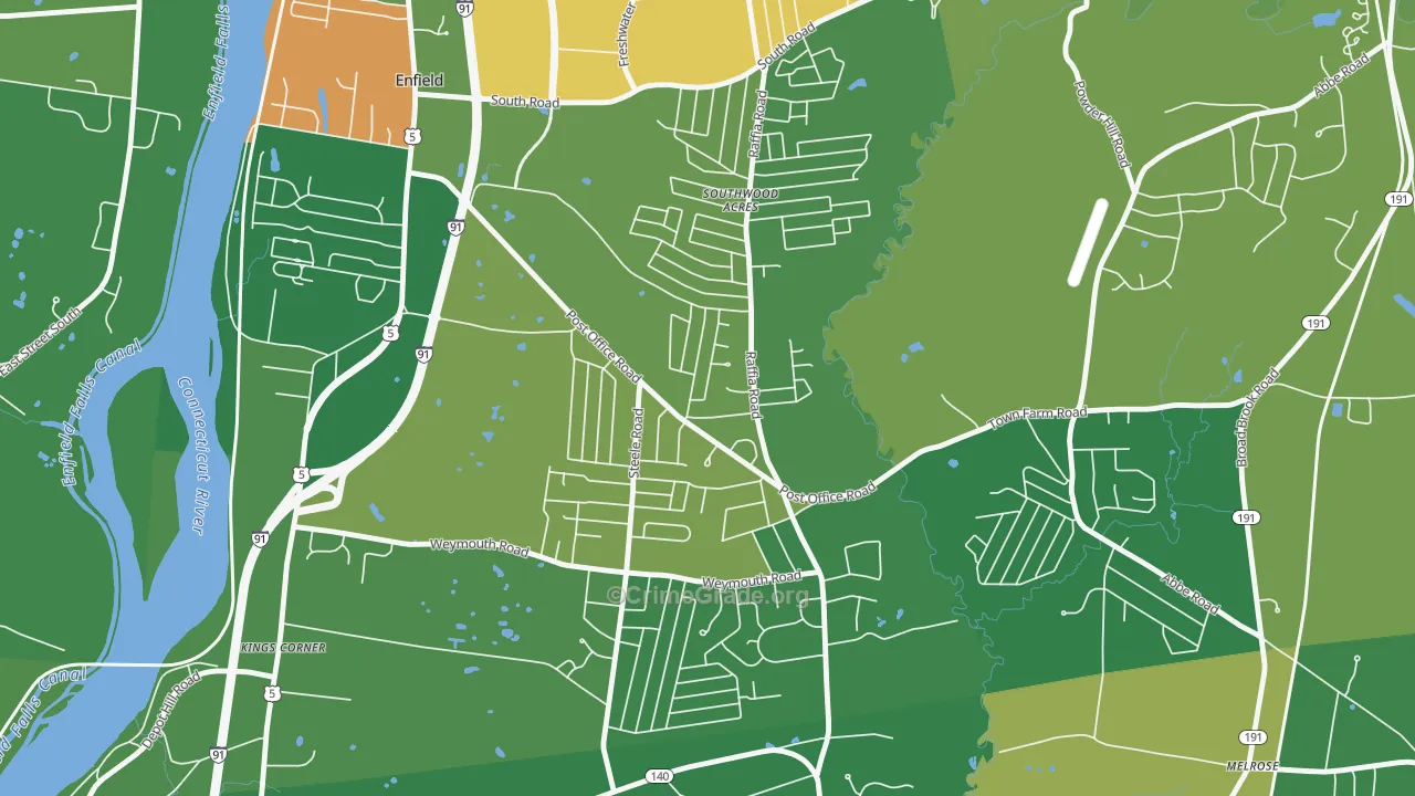 Southwood Acres, CT Map of Murder Rates
