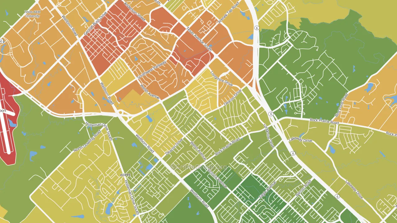 Southwood Valley, College Station, TX Map of Murder Rates