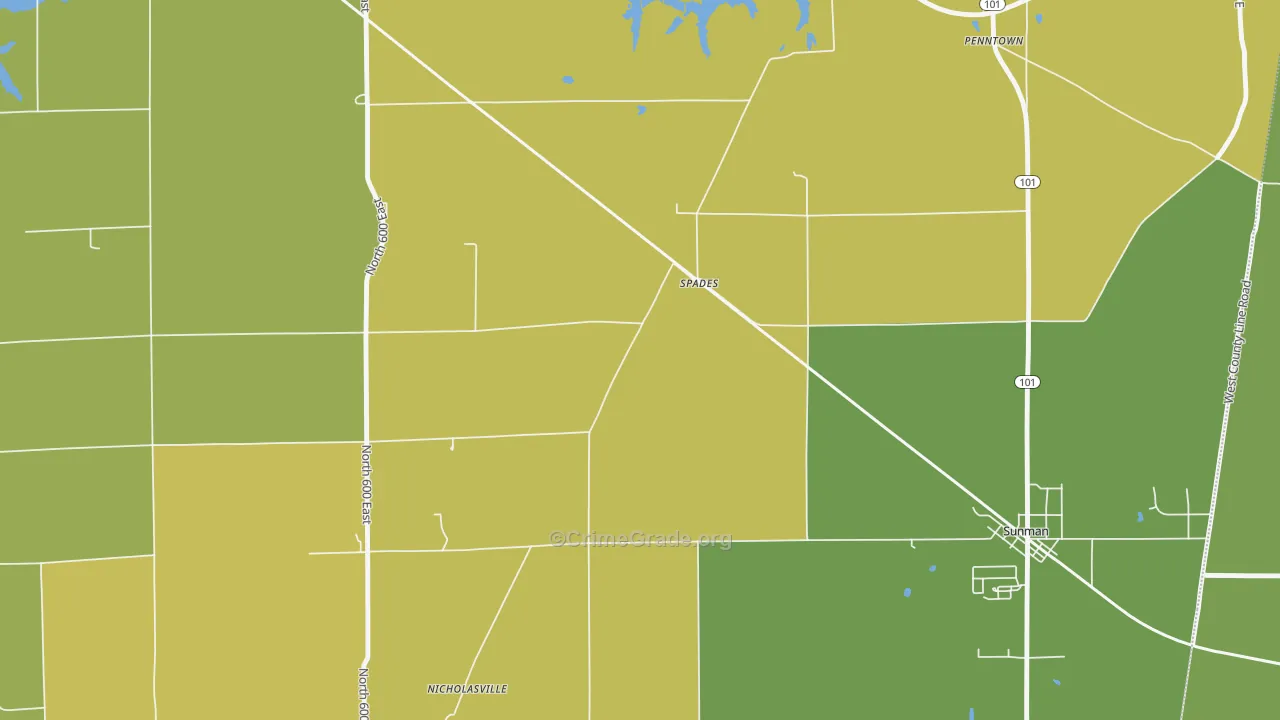Spades, IN Map of Murder Rates