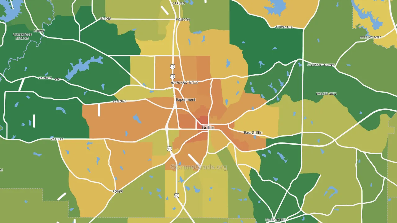 Spalding County, GA Map of Murder Rates