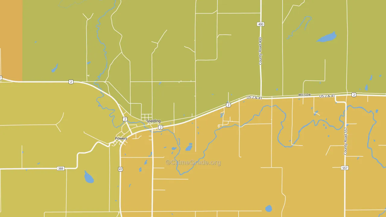 Spalding, MI Map of Murder Rates