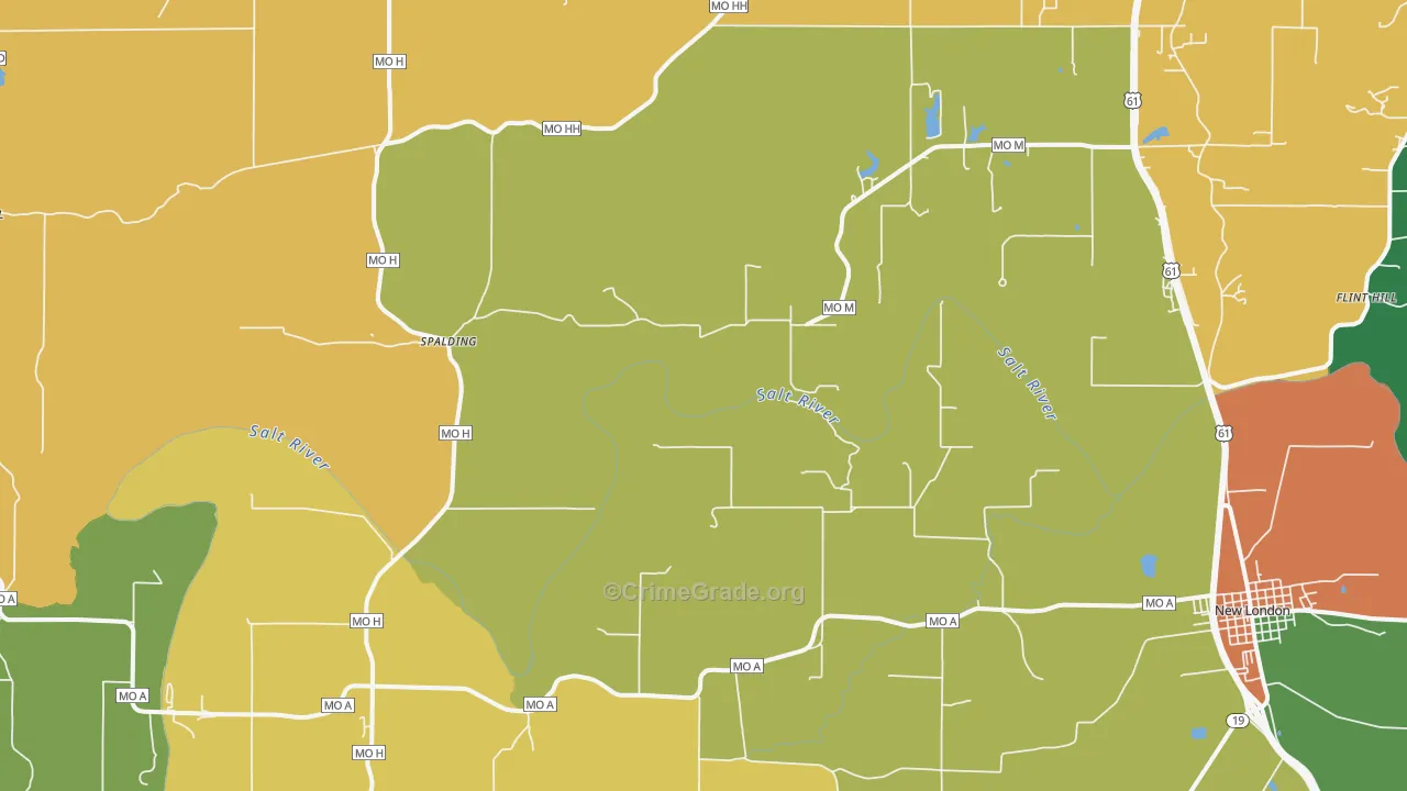 Spalding, MO Map of Murder Rates