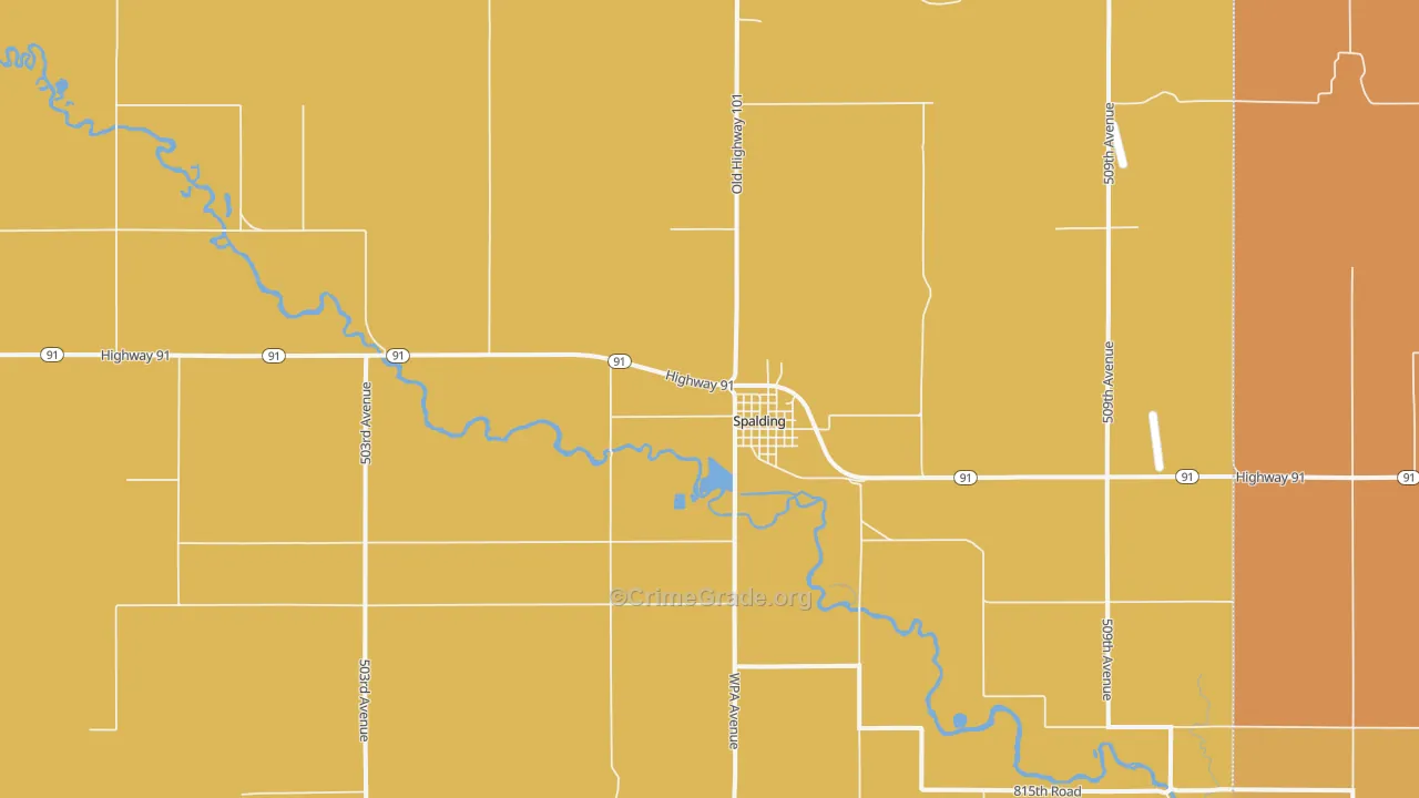 Spalding, NE Map of Murder Rates