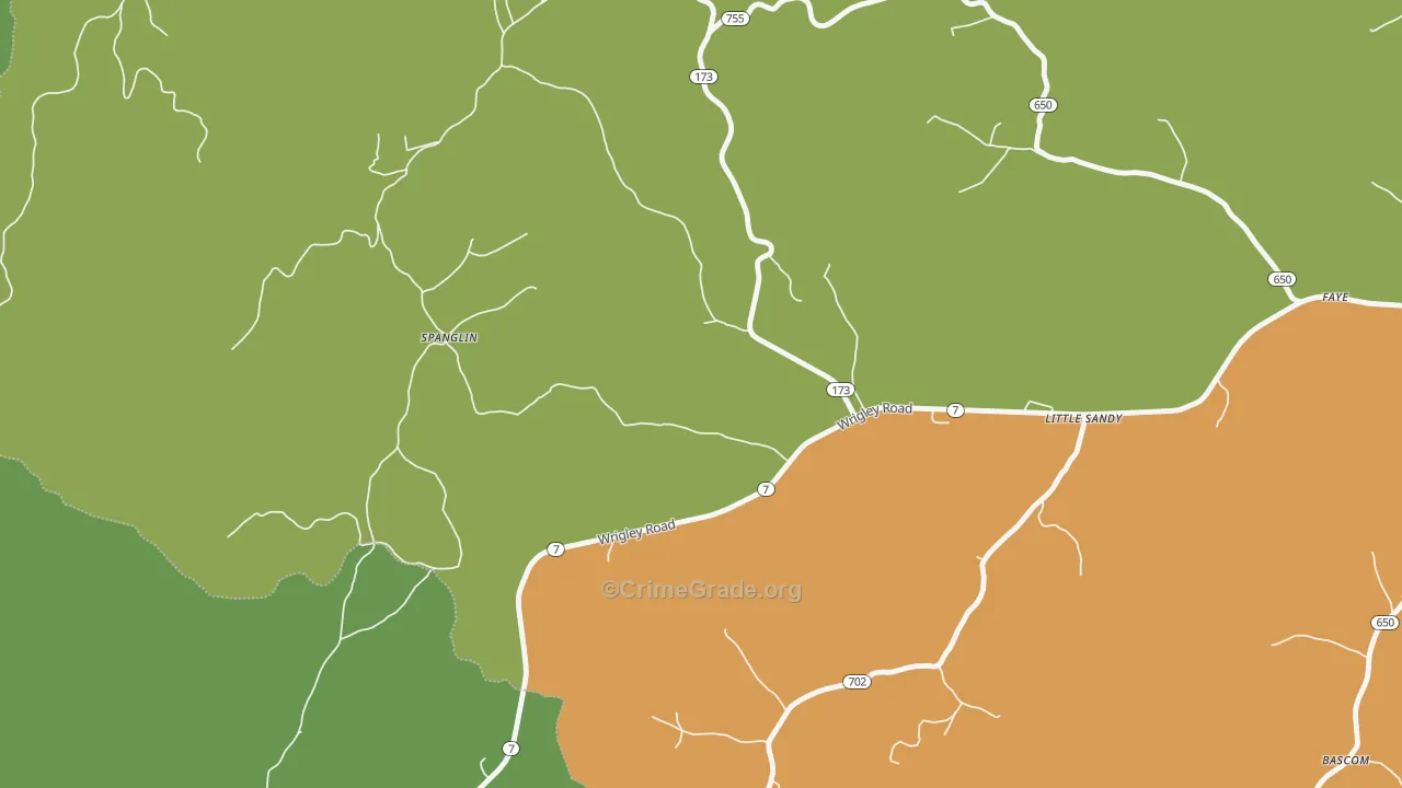 Spanglin, KY Map of Murder Rates