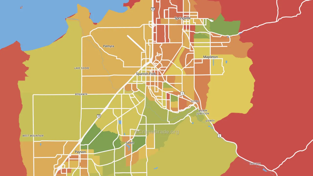 Spanish Fork, UT Map of Murder Rates