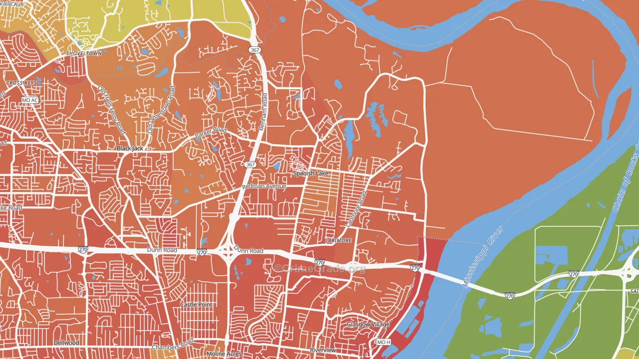 Spanish Lake, MO Map of Murder Rates