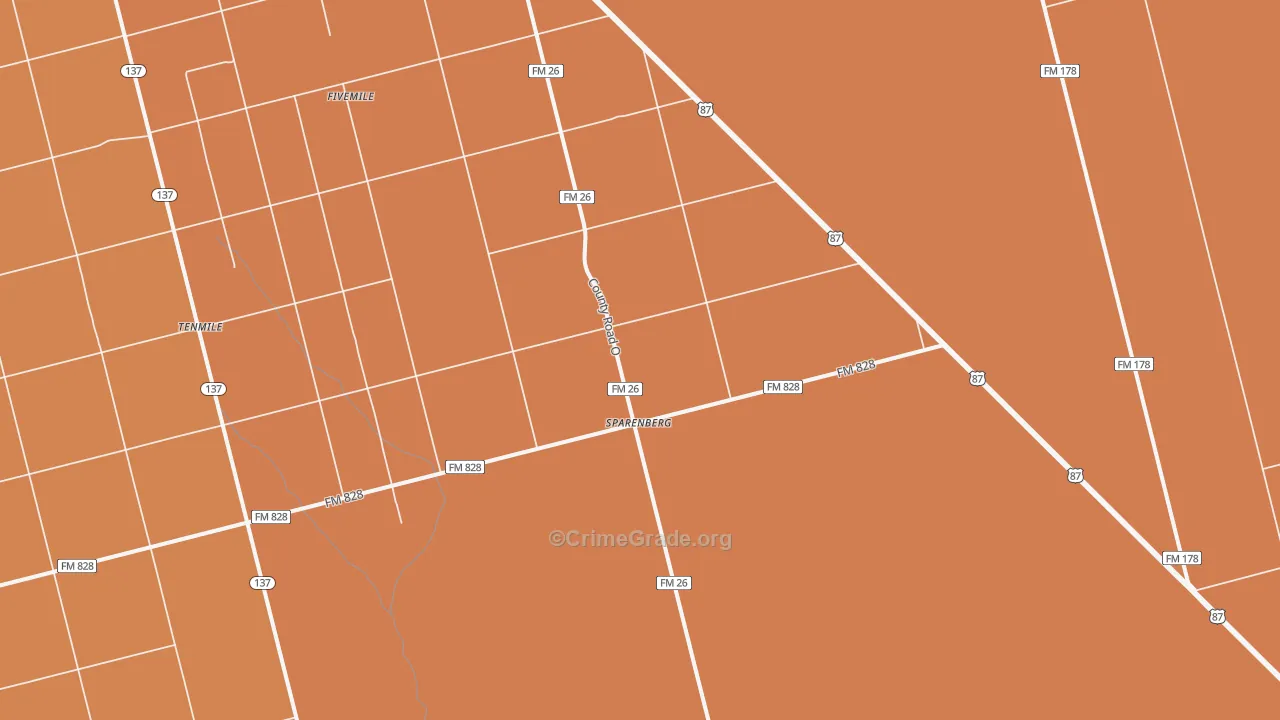 Sparenberg, TX Map of Murder Rates