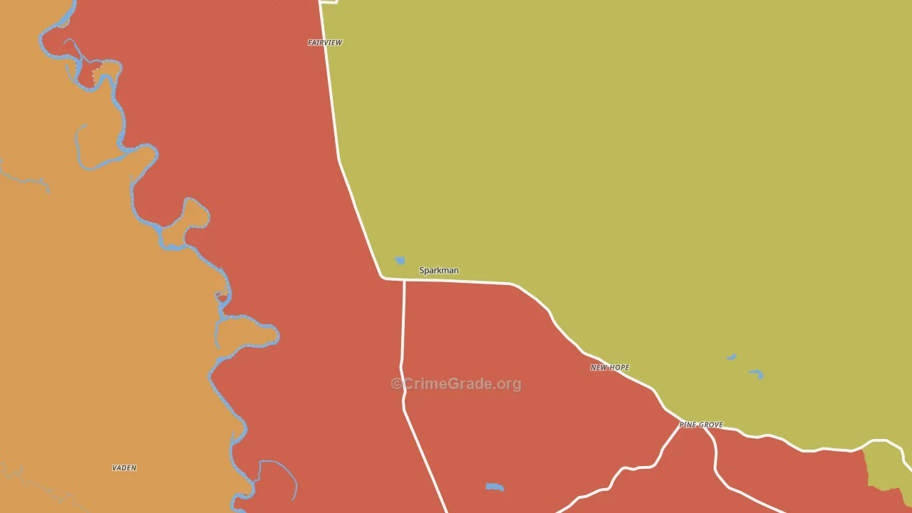Sparkman, AR Map of Murder Rates