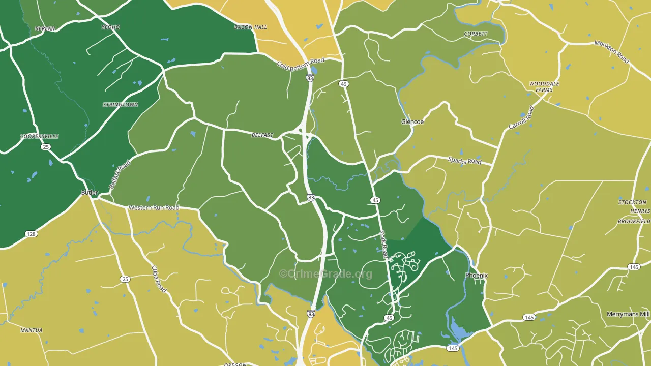 Sparks Glencoe, MD Map of Murder Rates