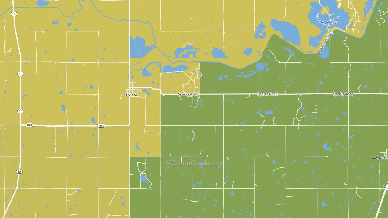 Sparks, OK Map of Murder Rates