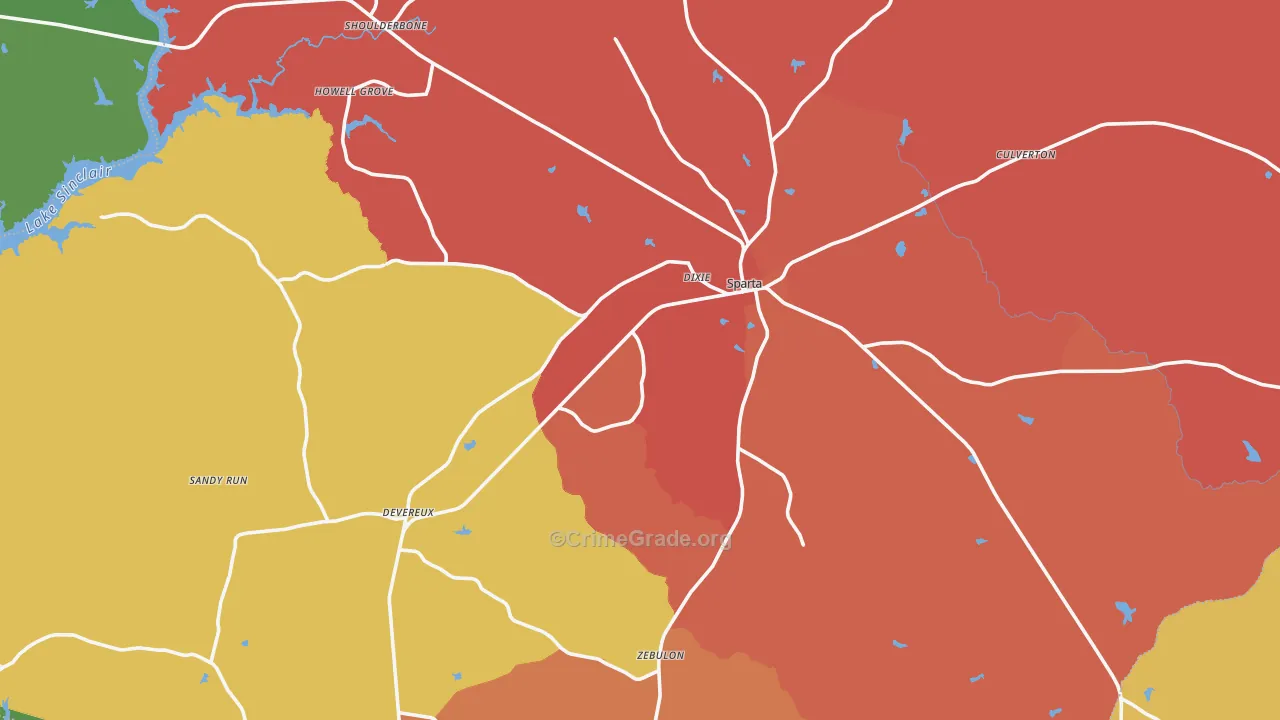 Sparta, GA Map of Murder Rates