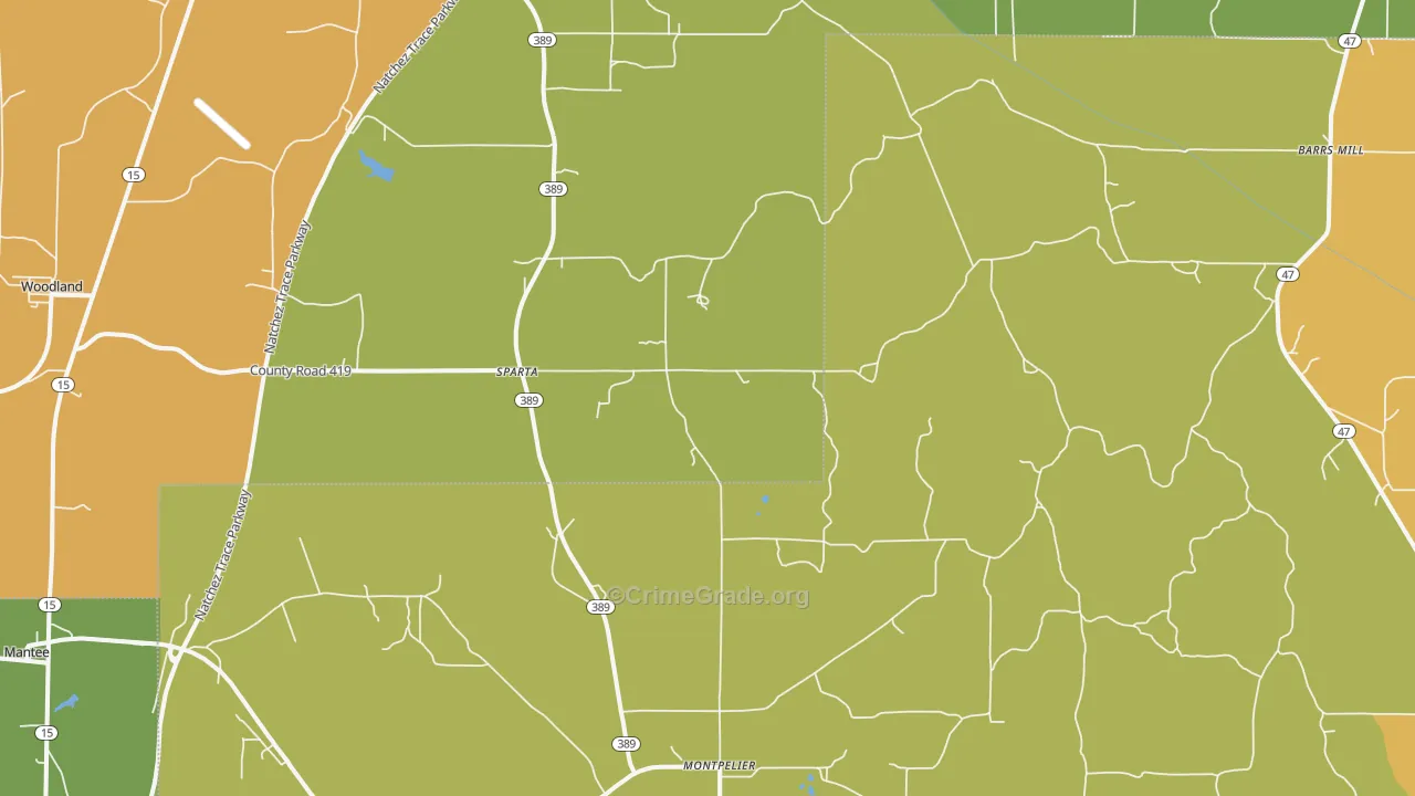 Sparta, MS Map of Murder Rates