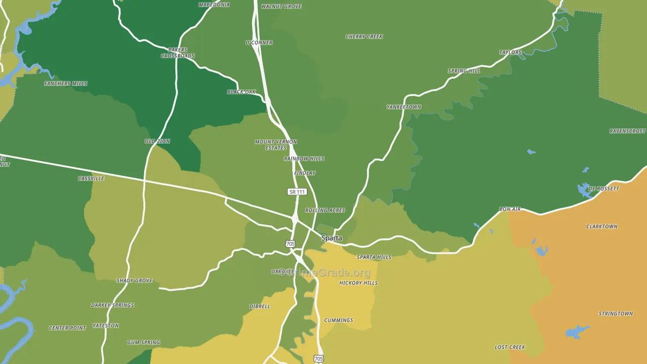 Sparta, TN Map of Murder Rates