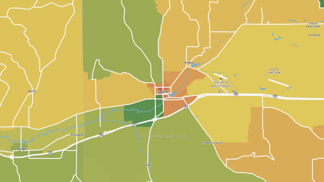 Sparta, WI Map of Murder Rates