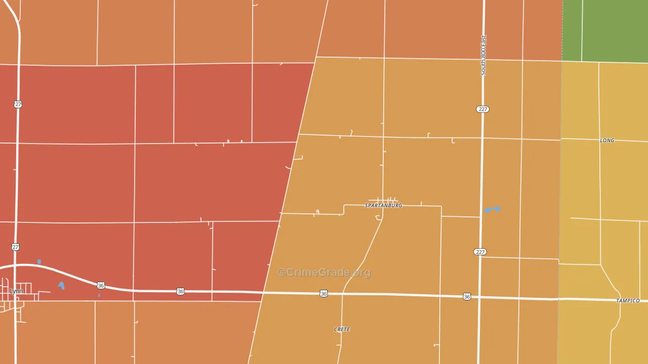 Spartanburg, IN Map of Murder Rates
