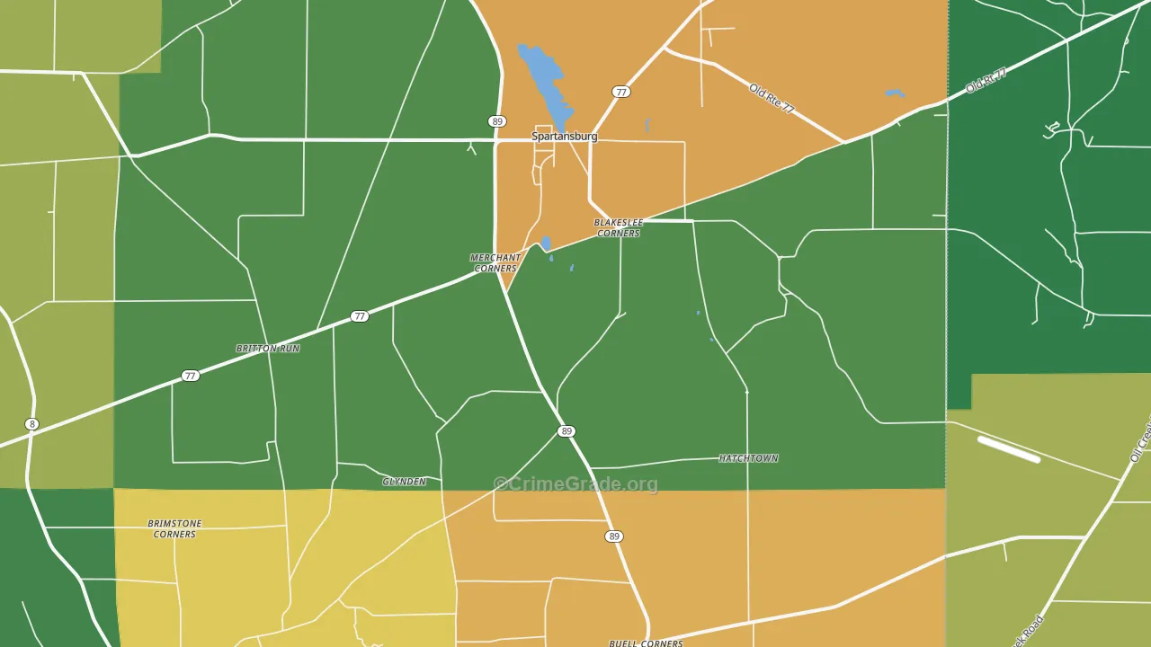 Spartansburg, PA Map of Murder Rates