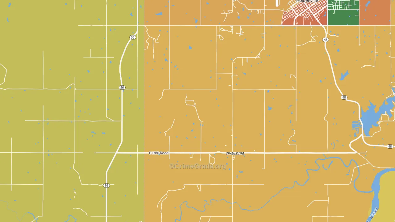 Spaulding, OK Map of Murder Rates