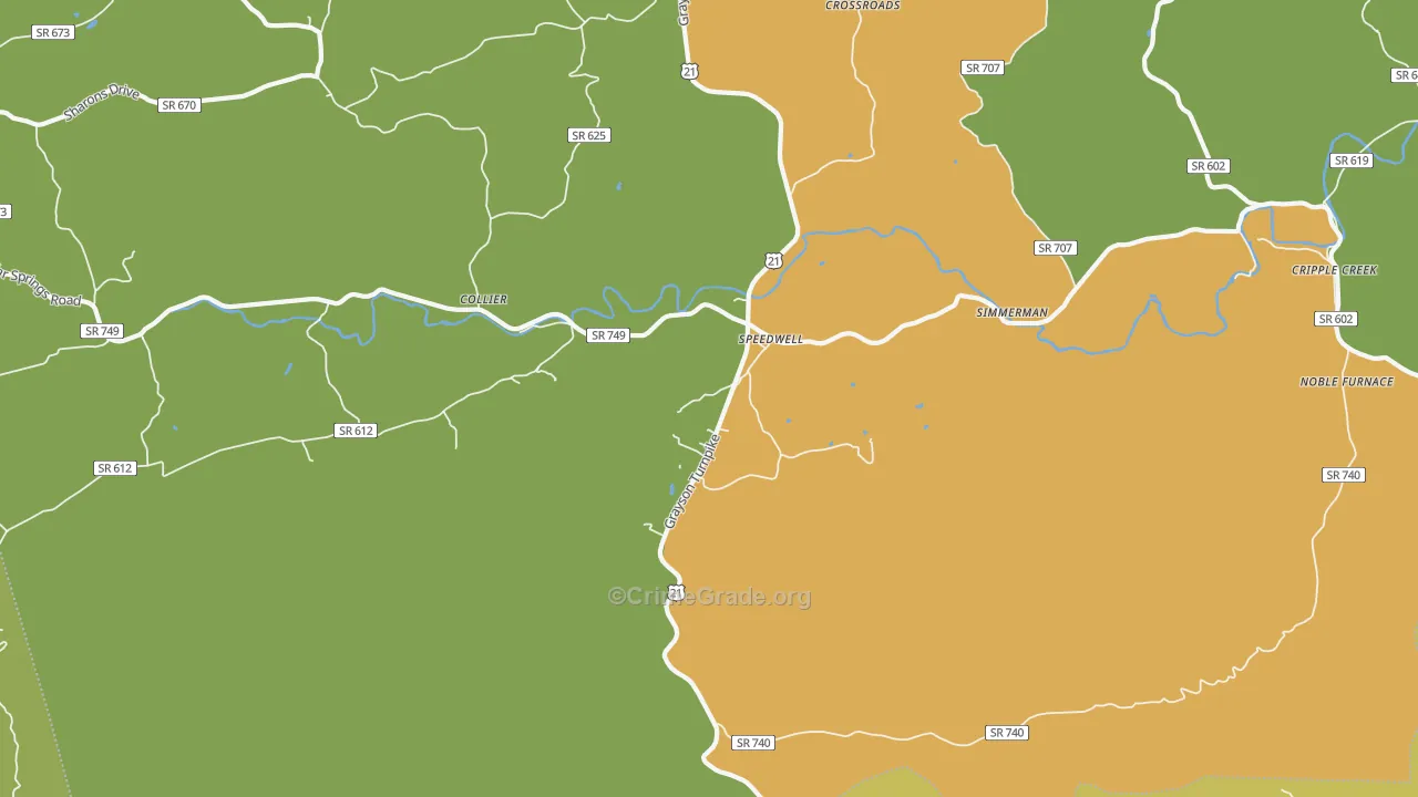 Speedwell, VA Map of Murder Rates