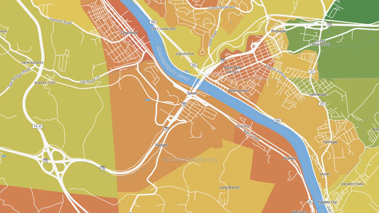 Speers, PA Map of Murder Rates